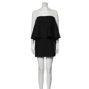 Alexis Strapless Black Mini Dress with Ruffle